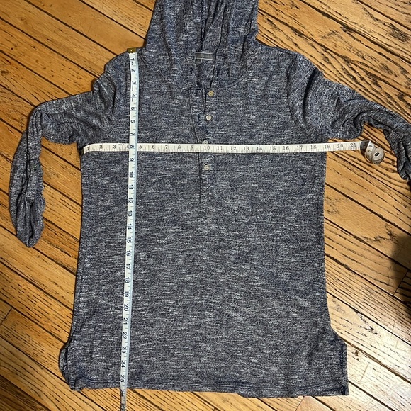 Women’s Lightweight Hooded Henley Sz L Blue - Picture 8 of 8